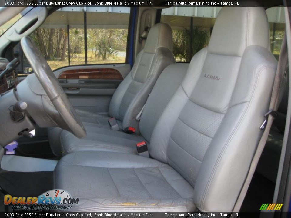 2003 Ford F350 Super Duty Lariat Crew Cab 4x4 Sonic Blue Metallic / Medium Flint Photo #24