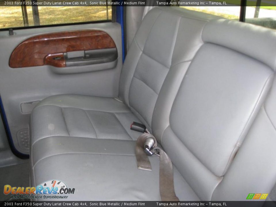 2003 Ford F350 Super Duty Lariat Crew Cab 4x4 Sonic Blue Metallic / Medium Flint Photo #25