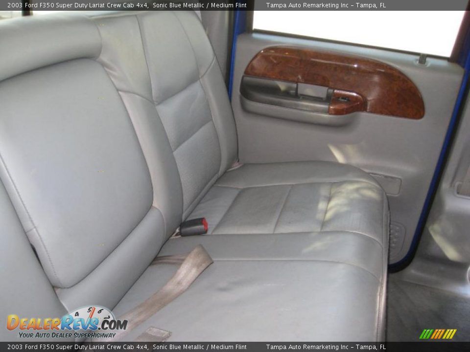 2003 Ford F350 Super Duty Lariat Crew Cab 4x4 Sonic Blue Metallic / Medium Flint Photo #26