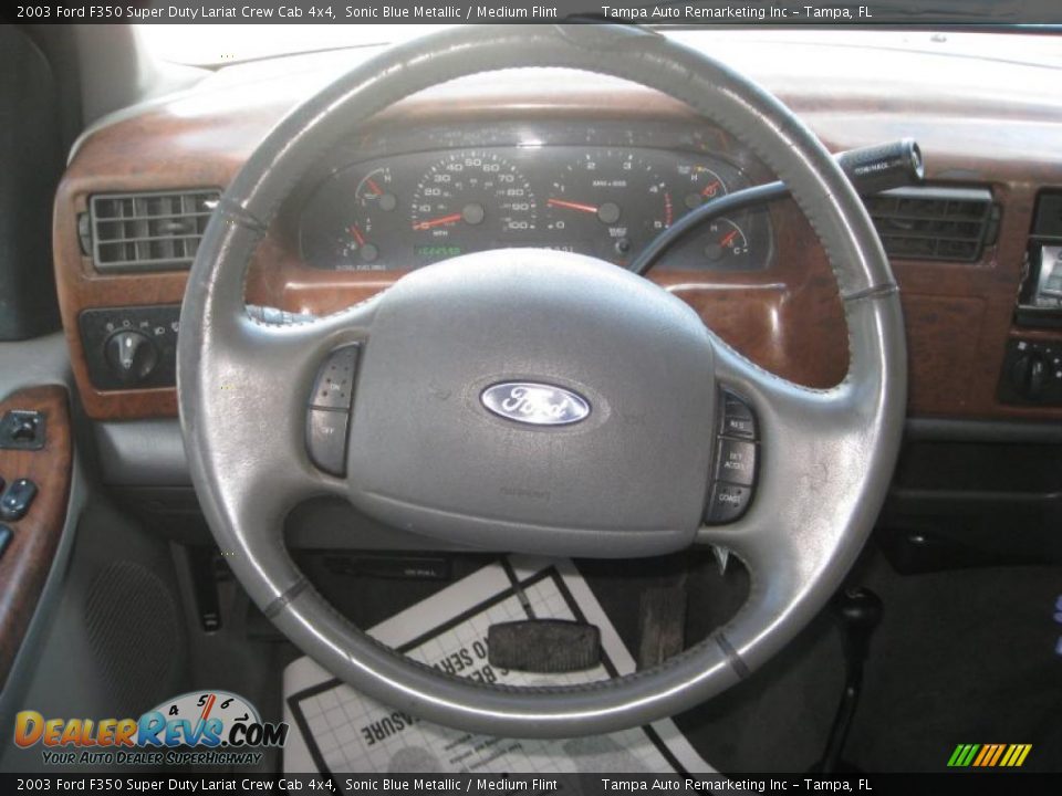 2003 Ford F350 Super Duty Lariat Crew Cab 4x4 Sonic Blue Metallic / Medium Flint Photo #27