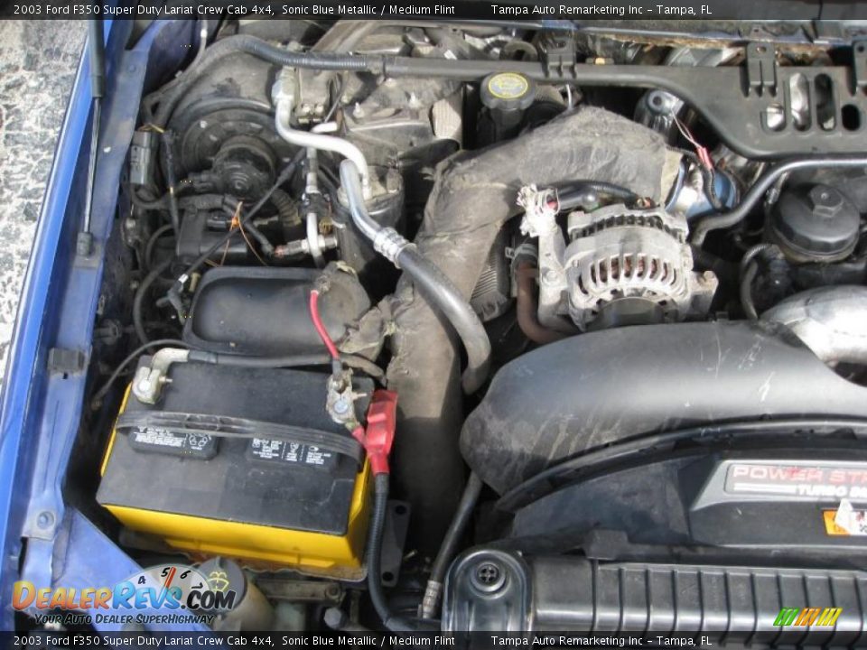 2003 Ford F350 Super Duty Lariat Crew Cab 4x4 Sonic Blue Metallic / Medium Flint Photo #32