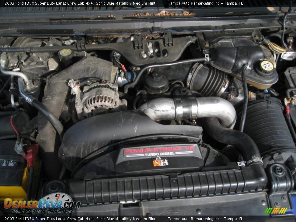 2003 Ford F350 Super Duty Lariat Crew Cab 4x4 Sonic Blue Metallic / Medium Flint Photo #33