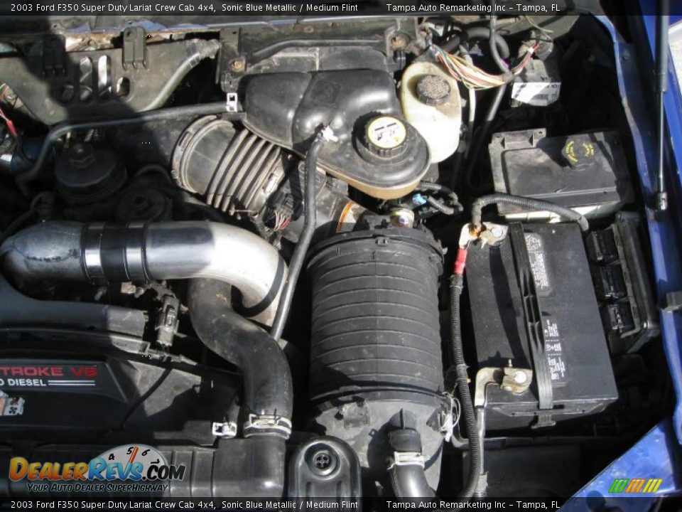 2003 Ford F350 Super Duty Lariat Crew Cab 4x4 Sonic Blue Metallic / Medium Flint Photo #34