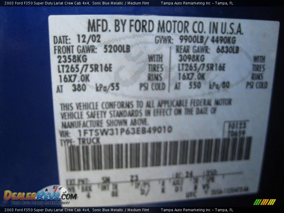 2003 Ford F350 Super Duty Lariat Crew Cab 4x4 Sonic Blue Metallic / Medium Flint Photo #35