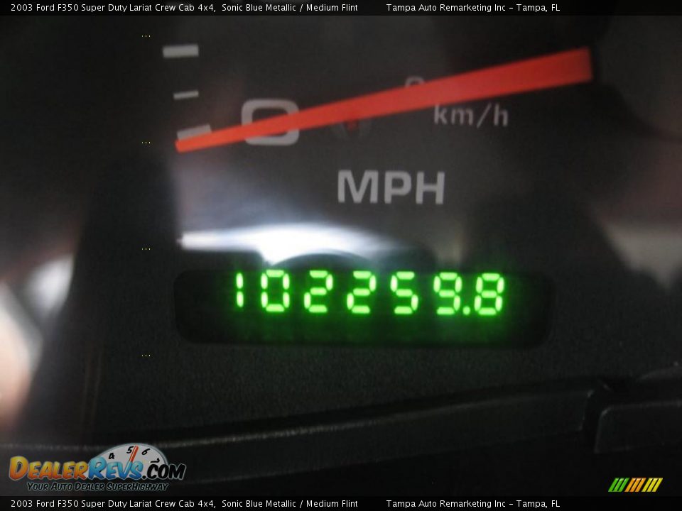 2003 Ford F350 Super Duty Lariat Crew Cab 4x4 Sonic Blue Metallic / Medium Flint Photo #36