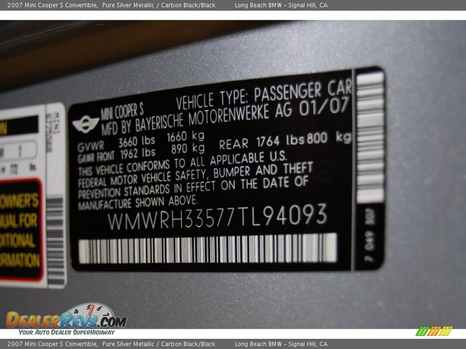 2007 Mini Cooper S Convertible Pure Silver Metallic / Carbon Black/Black Photo #20