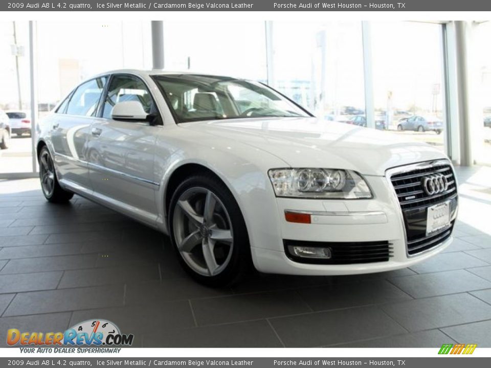2009 Audi A8 L 4.2 quattro Ice Silver Metallic / Cardamom Beige Valcona Leather Photo #1