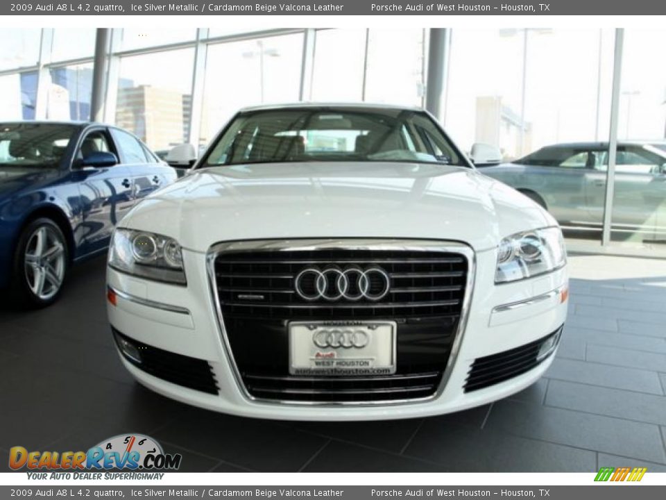2009 Audi A8 L 4.2 quattro Ice Silver Metallic / Cardamom Beige Valcona Leather Photo #2
