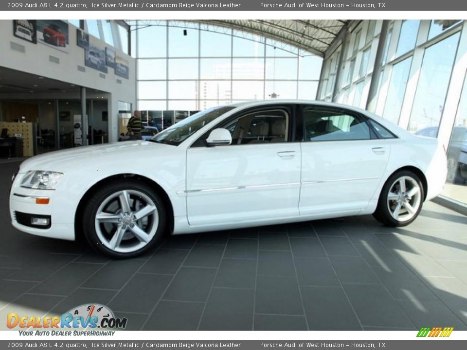 2009 Audi A8 L 4.2 quattro Ice Silver Metallic / Cardamom Beige Valcona Leather Photo #3