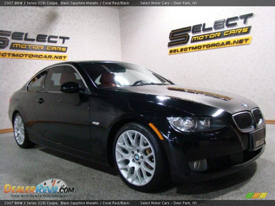 2007 BMW 3 Series 328i Coupe Black Sapphire Metallic / Coral Red/Black Photo #3