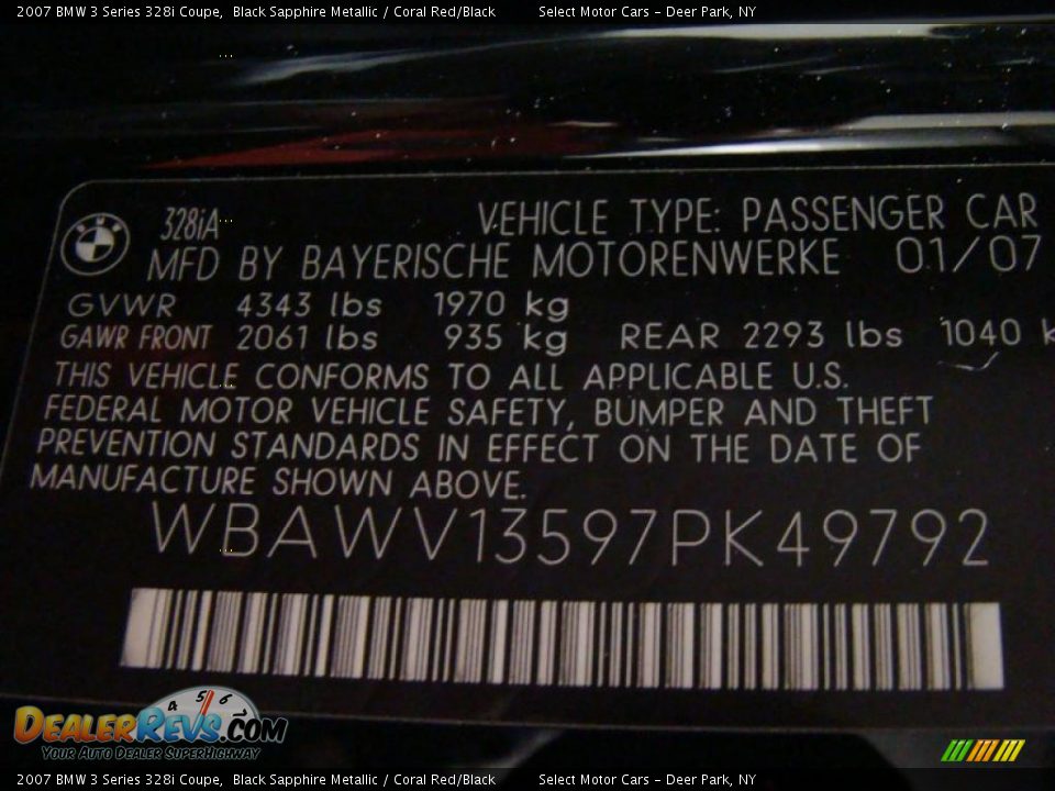 2007 BMW 3 Series 328i Coupe Black Sapphire Metallic / Coral Red/Black Photo #15