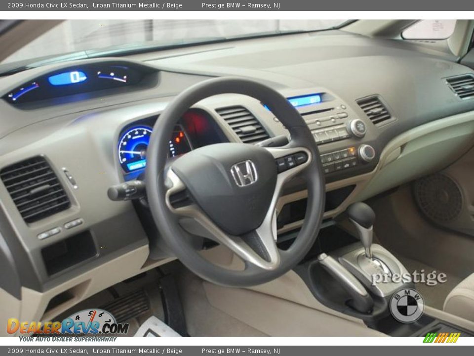 2009 Honda Civic LX Sedan Urban Titanium Metallic / Beige Photo #14
