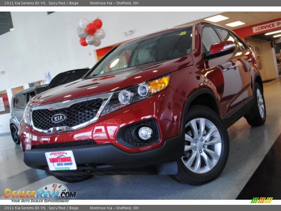 2011 Kia Sorento EX V6 Spicy Red / Beige Photo #2