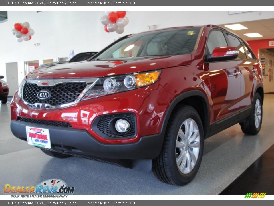 2011 Kia Sorento EX V6 Spicy Red / Beige Photo #3