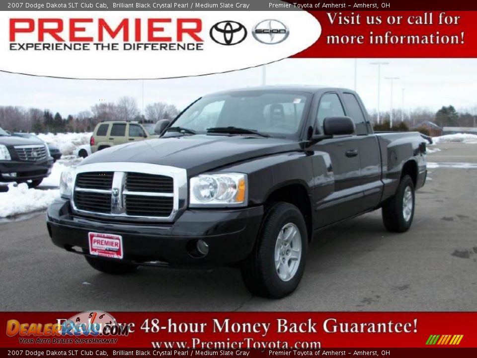 2007 Dodge Dakota SLT Club Cab Brilliant Black Crystal Pearl / Medium Slate Gray Photo #1