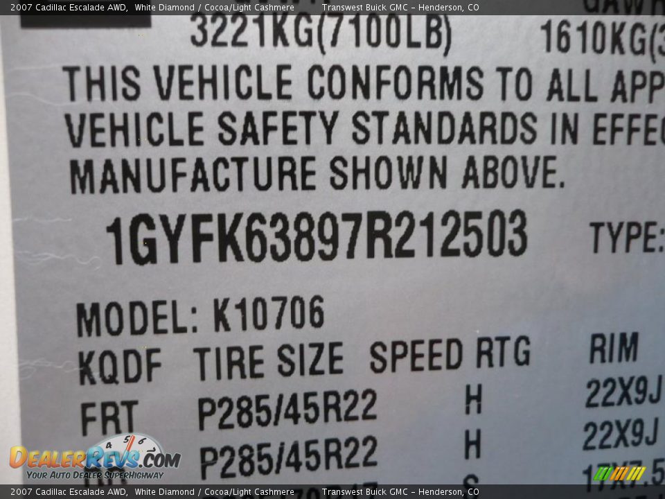 2007 Cadillac Escalade AWD White Diamond / Cocoa/Light Cashmere Photo #27