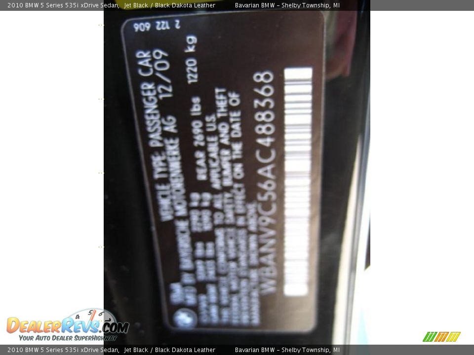 2010 BMW 5 Series 535i xDrive Sedan Jet Black / Black Dakota Leather Photo #12