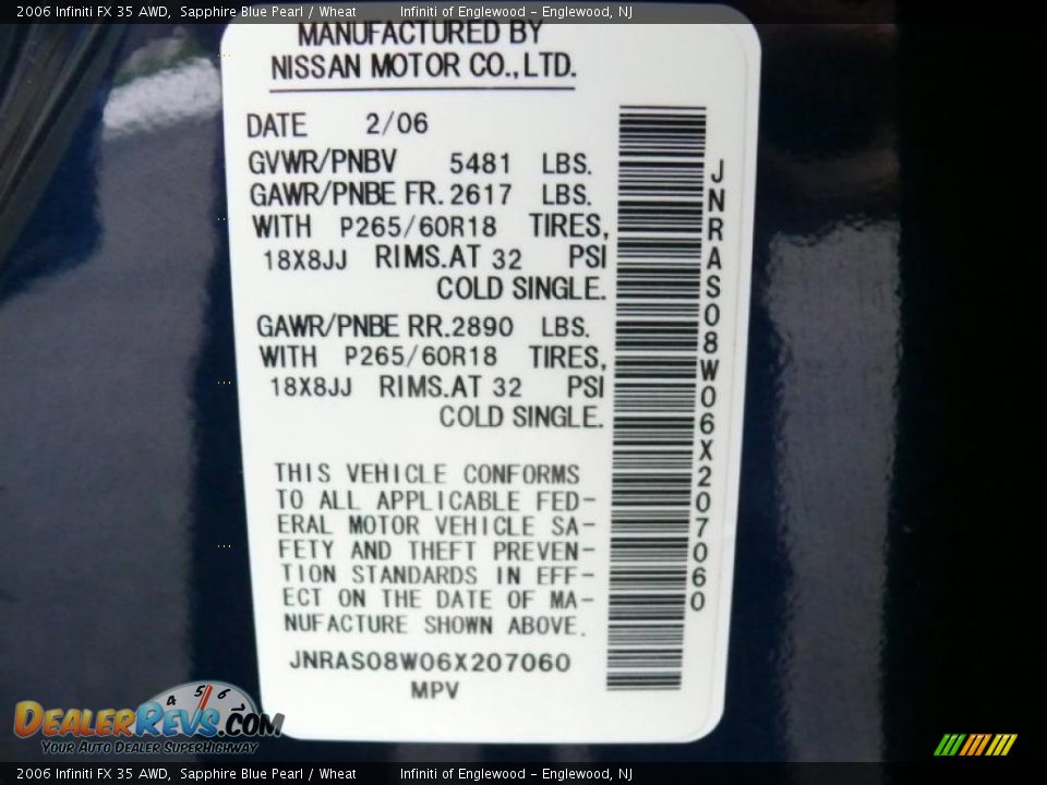 2006 Infiniti FX 35 AWD Sapphire Blue Pearl / Wheat Photo #32