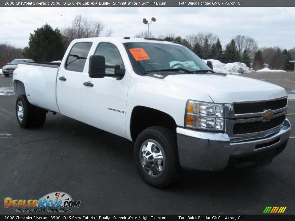 2008 Chevrolet Silverado 3500HD LS Crew Cab 4x4 Dually Summit White / Light Titanium Photo #1