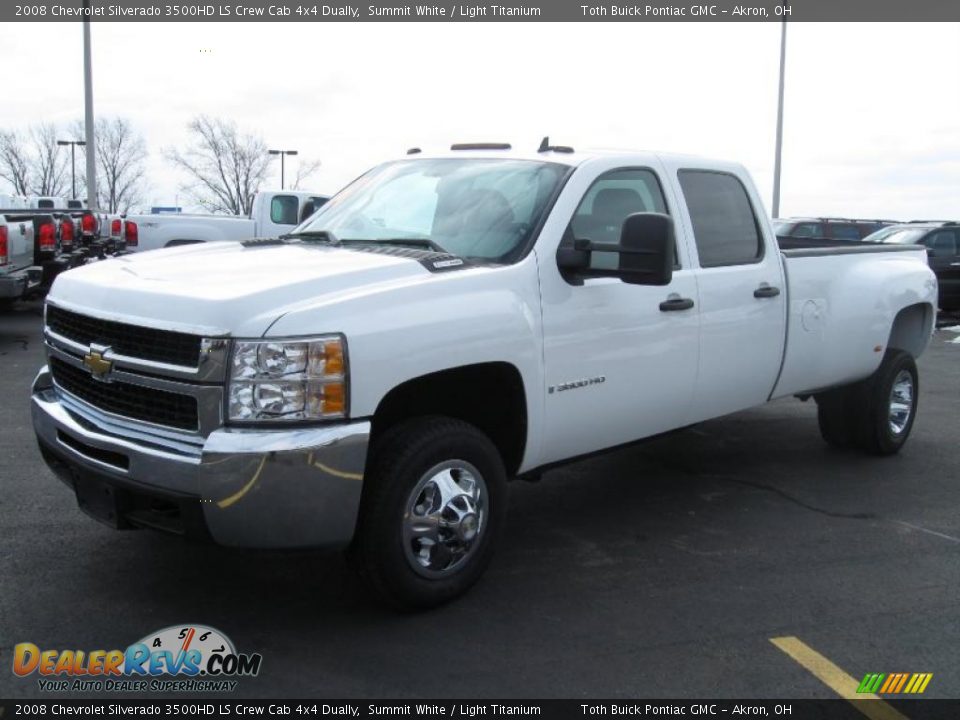 2008 Chevrolet Silverado 3500HD LS Crew Cab 4x4 Dually Summit White / Light Titanium Photo #6
