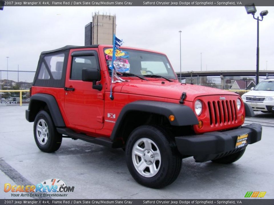 2007 Jeep Wrangler X 4x4 Flame Red / Dark Slate Gray/Medium Slate Gray Photo #3