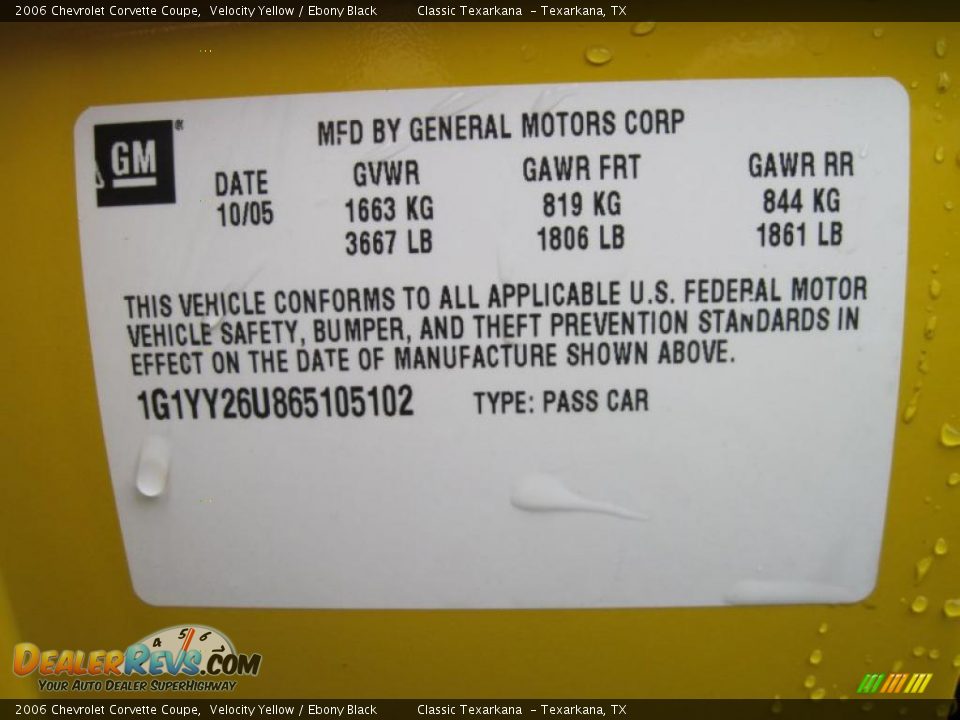 2006 Chevrolet Corvette Coupe Velocity Yellow / Ebony Black Photo #12