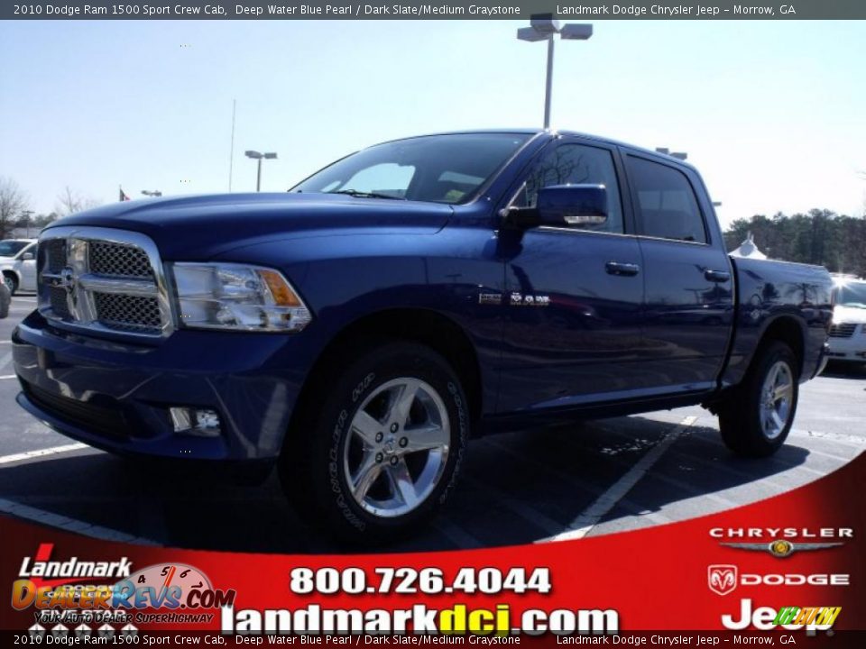 2010 Dodge Ram 1500 Sport Crew Cab Deep Water Blue Pearl / Dark Slate/Medium Graystone Photo #1