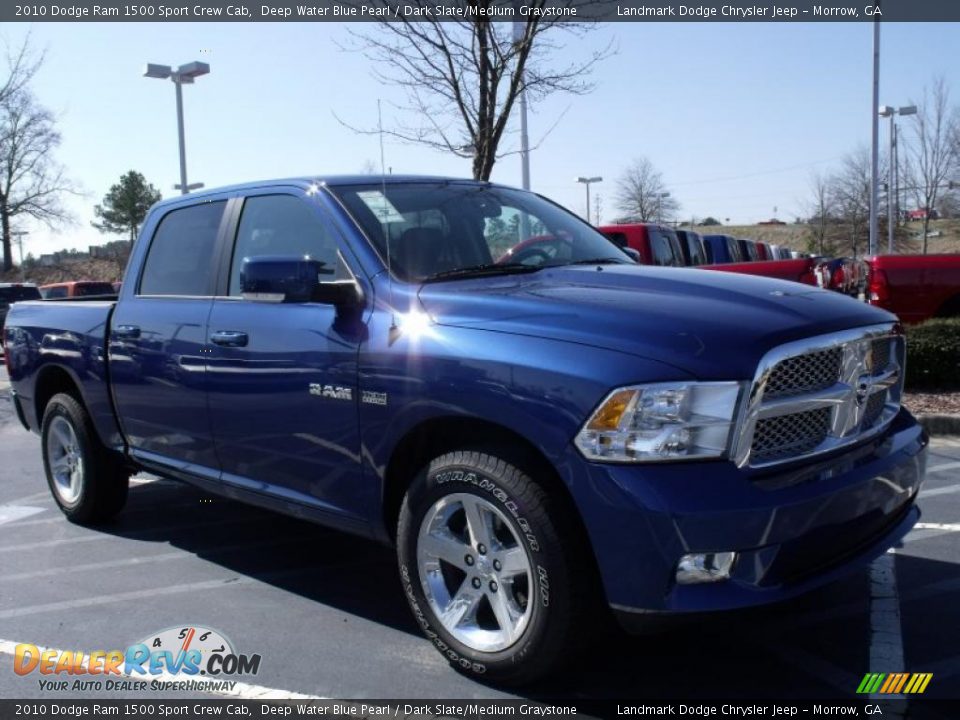 2010 Dodge Ram 1500 Sport Crew Cab Deep Water Blue Pearl / Dark Slate/Medium Graystone Photo #4