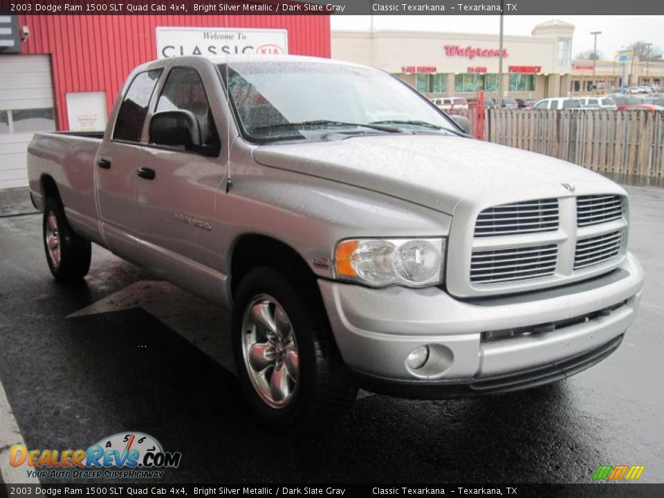 2003 Dodge Ram 1500 SLT Quad Cab 4x4 Bright Silver Metallic / Dark Slate Gray Photo #2