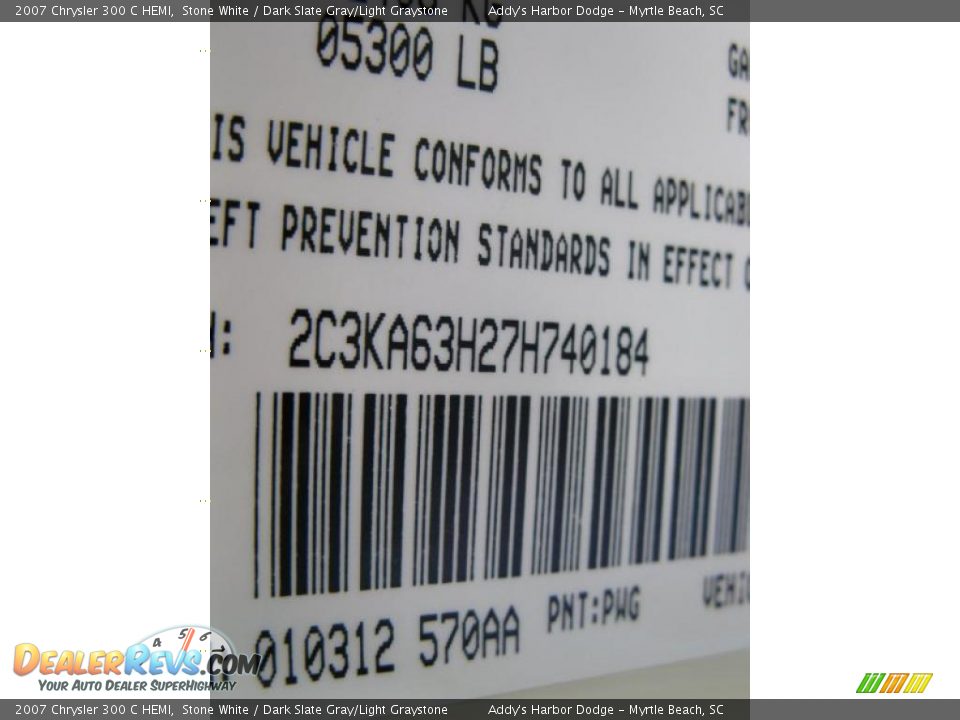 2007 Chrysler 300 C HEMI Stone White / Dark Slate Gray/Light Graystone Photo #31