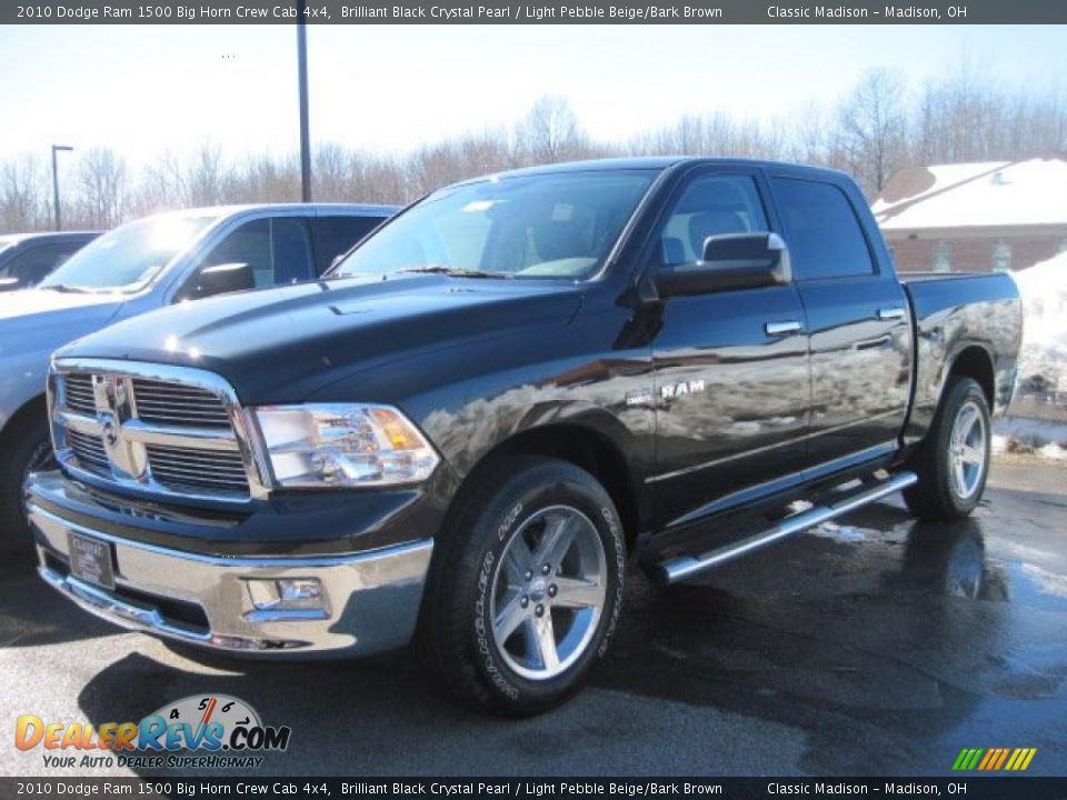 2010 Dodge Ram 1500 Big Horn Crew Cab 4x4 Brilliant Black Crystal Pearl / Light Pebble Beige/Bark Brown Photo #1
