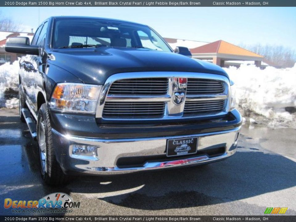 2010 Dodge Ram 1500 Big Horn Crew Cab 4x4 Brilliant Black Crystal Pearl / Light Pebble Beige/Bark Brown Photo #2