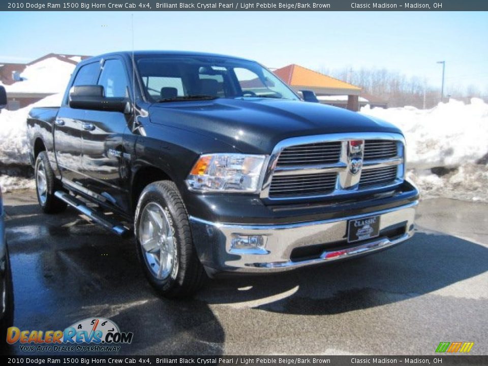2010 Dodge Ram 1500 Big Horn Crew Cab 4x4 Brilliant Black Crystal Pearl / Light Pebble Beige/Bark Brown Photo #3