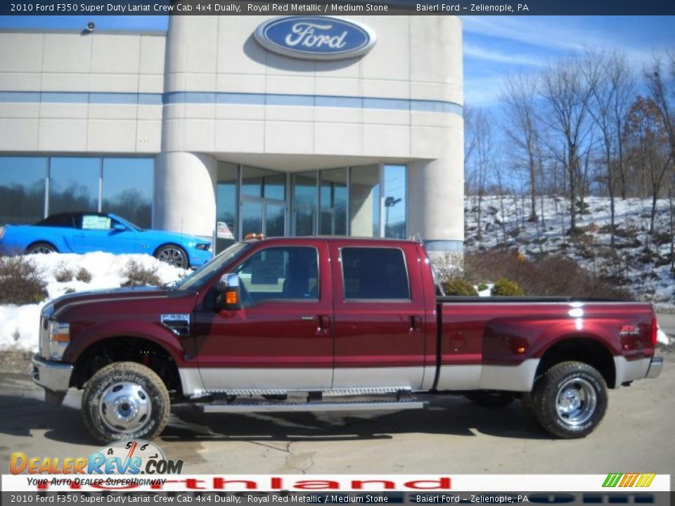 2010 Ford F350 Super Duty Lariat Crew Cab 4x4 Dually Royal Red Metallic / Medium Stone Photo #1