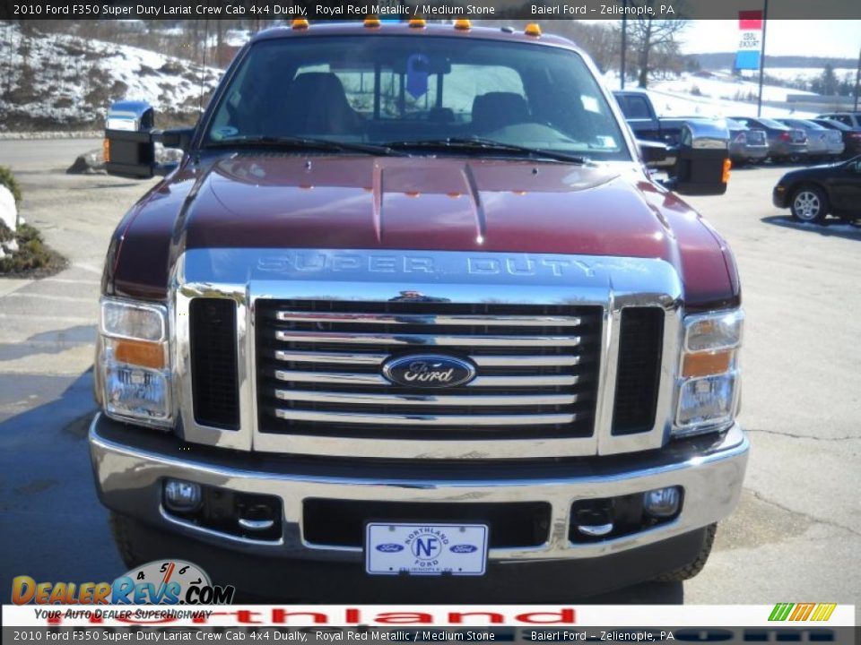2010 Ford F350 Super Duty Lariat Crew Cab 4x4 Dually Royal Red Metallic / Medium Stone Photo #3