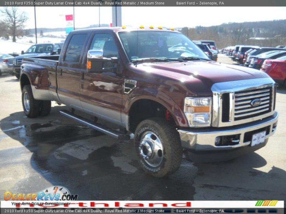 2010 Ford F350 Super Duty Lariat Crew Cab 4x4 Dually Royal Red Metallic / Medium Stone Photo #4