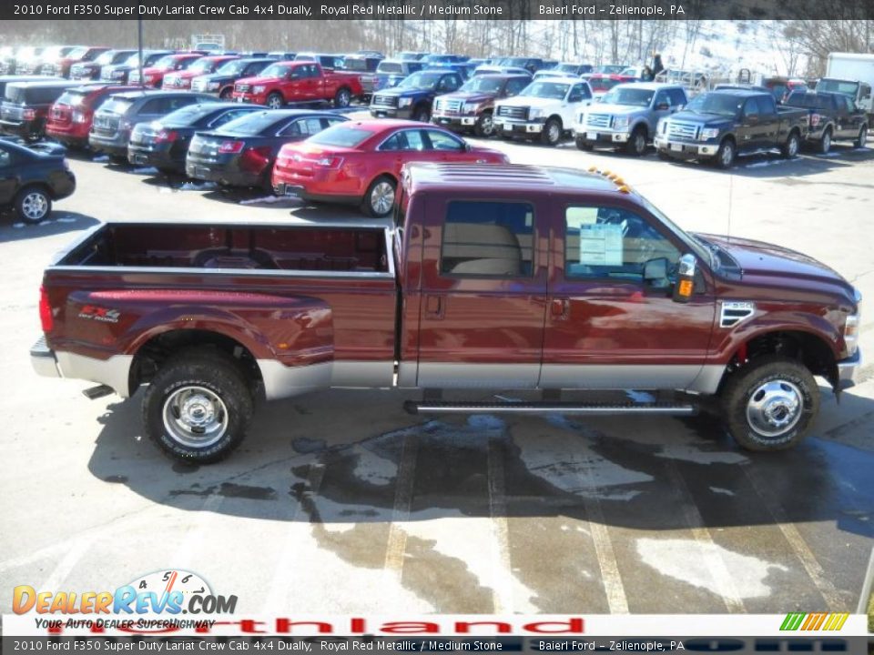 2010 Ford F350 Super Duty Lariat Crew Cab 4x4 Dually Royal Red Metallic / Medium Stone Photo #5