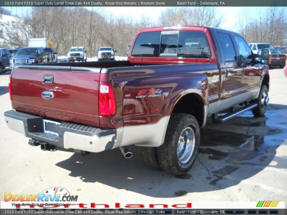 2010 Ford F350 Super Duty Lariat Crew Cab 4x4 Dually Royal Red Metallic / Medium Stone Photo #6
