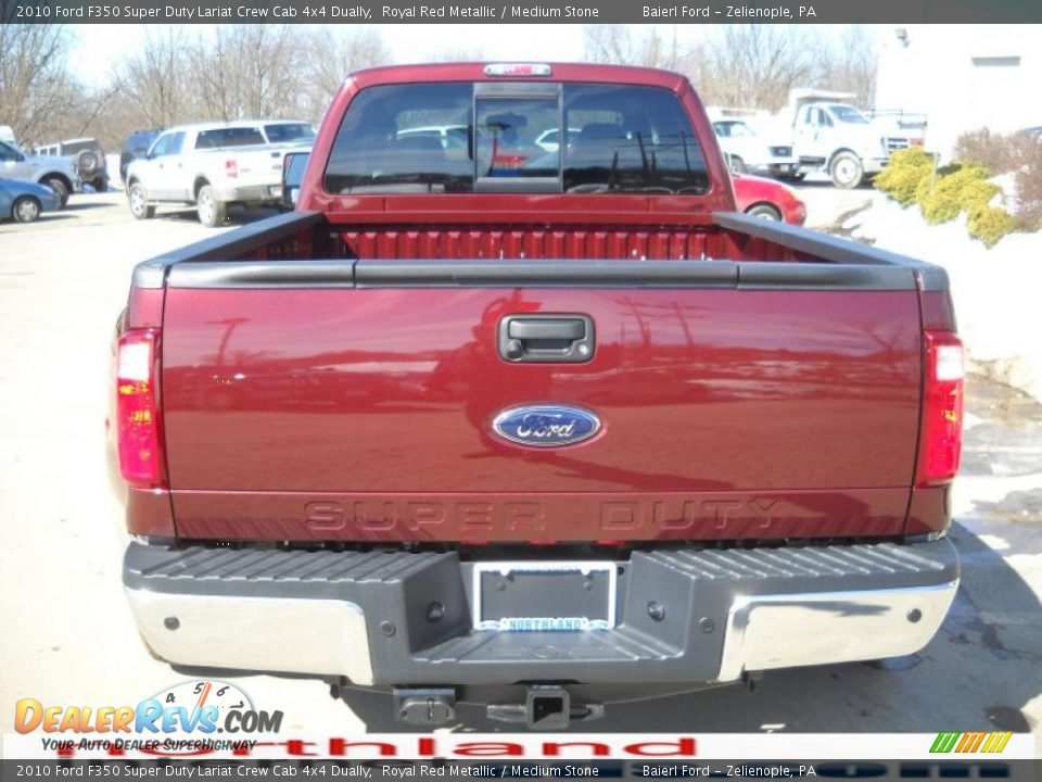 2010 Ford F350 Super Duty Lariat Crew Cab 4x4 Dually Royal Red Metallic / Medium Stone Photo #7