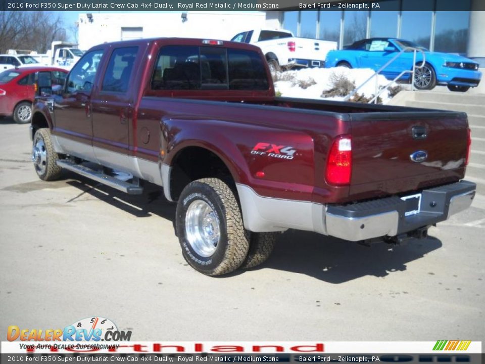 2010 Ford F350 Super Duty Lariat Crew Cab 4x4 Dually Royal Red Metallic / Medium Stone Photo #8
