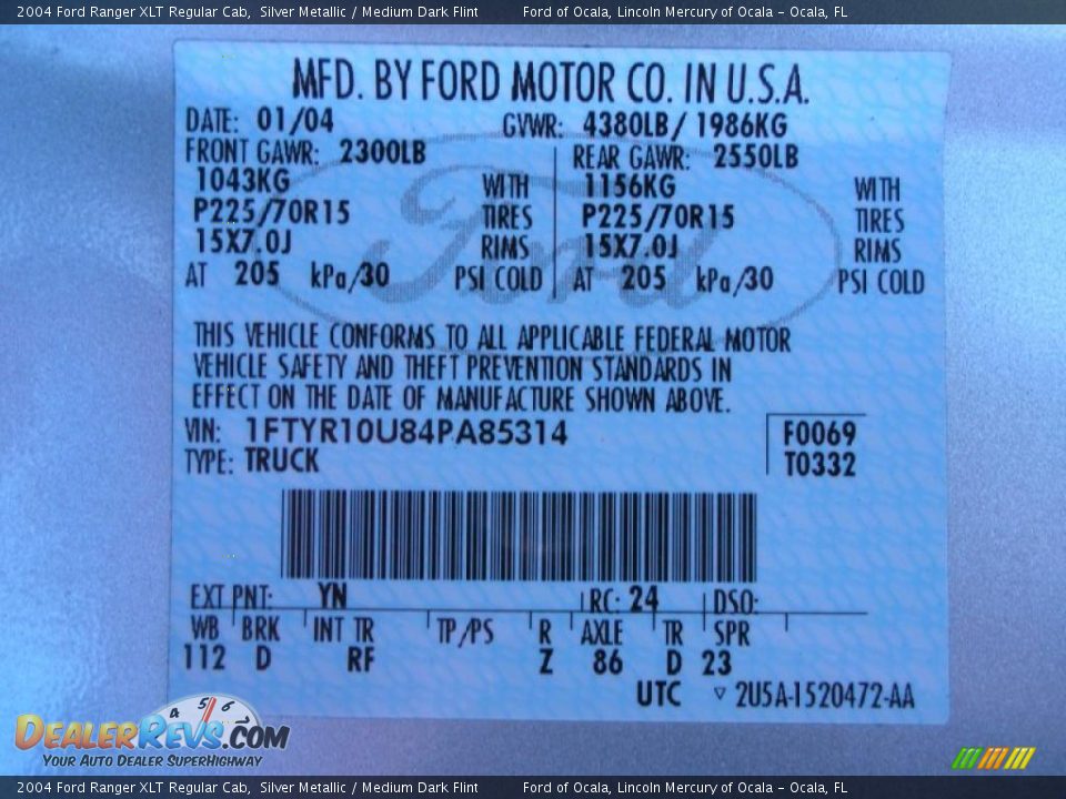 2004 Ford Ranger XLT Regular Cab Silver Metallic / Medium Dark Flint Photo #21