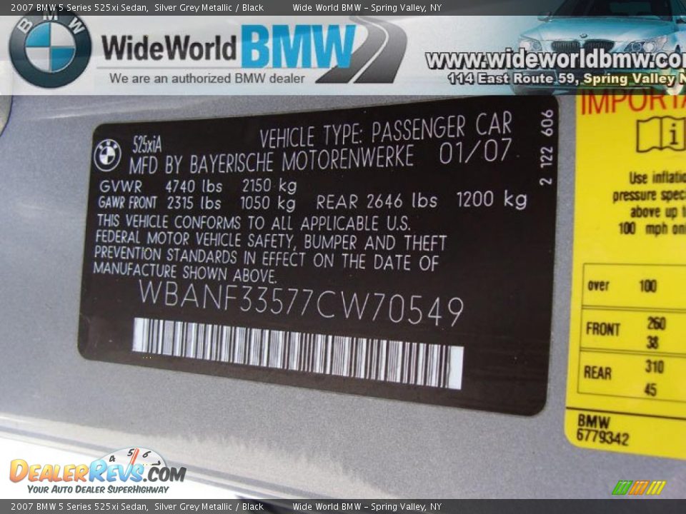 2007 BMW 5 Series 525xi Sedan Silver Grey Metallic / Black Photo #16