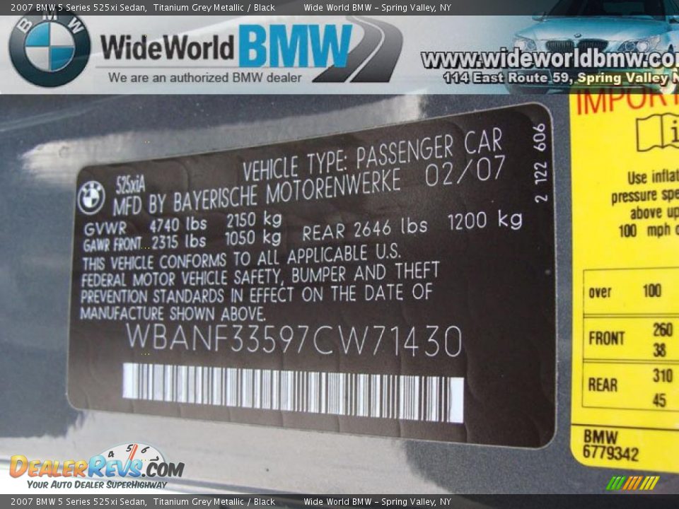 2007 BMW 5 Series 525xi Sedan Titanium Grey Metallic / Black Photo #17