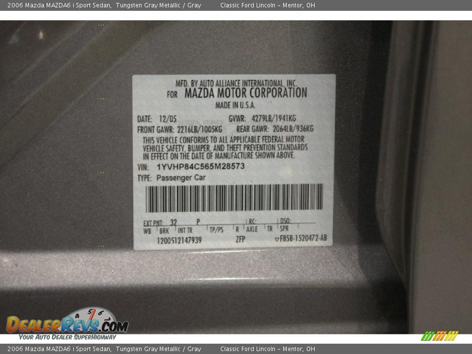 2006 Mazda MAZDA6 i Sport Sedan Tungsten Gray Metallic / Gray Photo #25