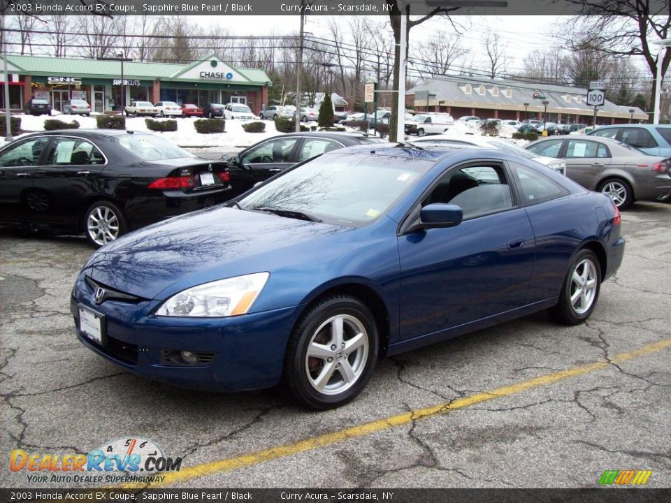 2003 Honda Accord EX Coupe Sapphire Blue Pearl / Black Photo #2
