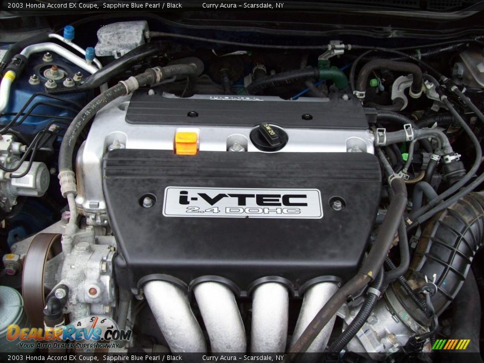 2003 Honda Accord EX Coupe Sapphire Blue Pearl / Black Photo #24