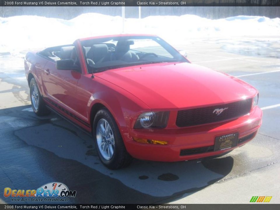 2008 Ford Mustang V6 Deluxe Convertible Torch Red / Light Graphite Photo #2