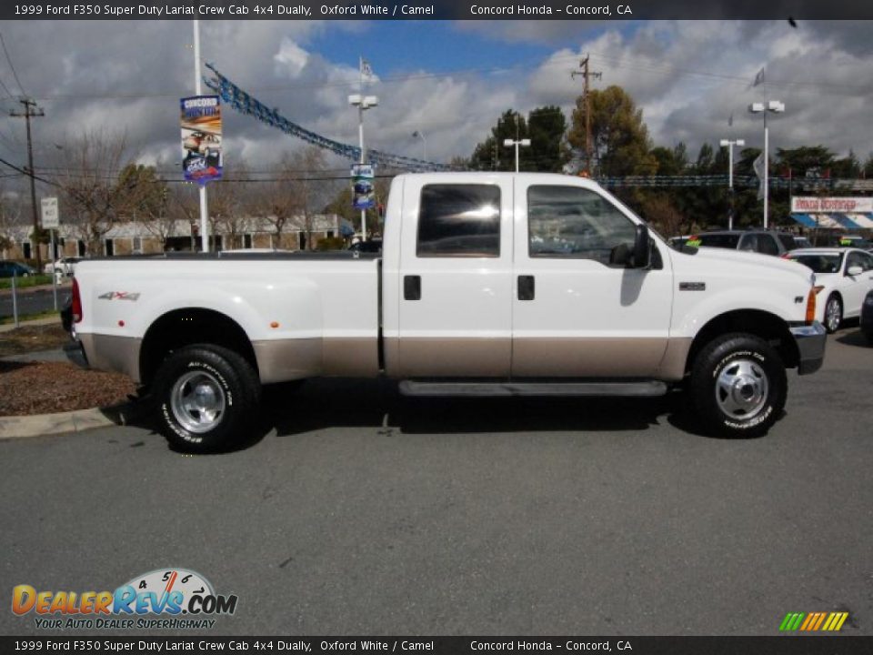 1999 Ford F350 Super Duty Lariat Crew Cab 4x4 Dually Oxford White / Camel Photo #2