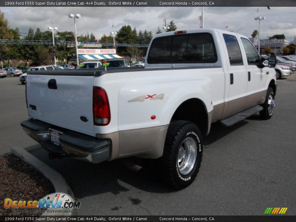 1999 Ford F350 Super Duty Lariat Crew Cab 4x4 Dually Oxford White / Camel Photo #3