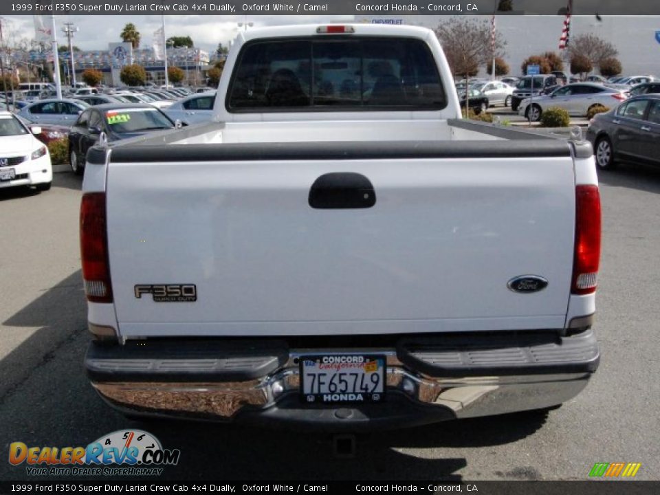 1999 Ford F350 Super Duty Lariat Crew Cab 4x4 Dually Oxford White / Camel Photo #4
